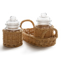 Wicker wrapped Glass Jars With Basket